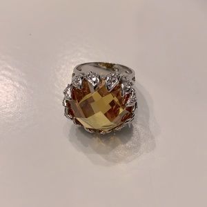 Rhodium Plated Silver Cocktail Ring.